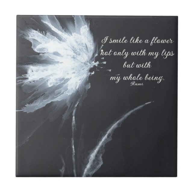 Rumi Quote Flower Black White Kakelplatta (Framsidan)