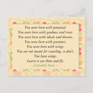 Rumi Quote Inspirational Motivational Postcard Vykort