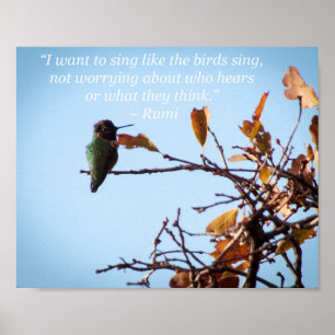 Rumi Quote med Hummingbird Poster