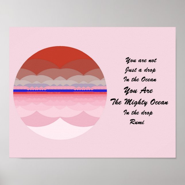 Rumi Quote Poster Art. Ocean Mandala Inspiration. (Framsidan)