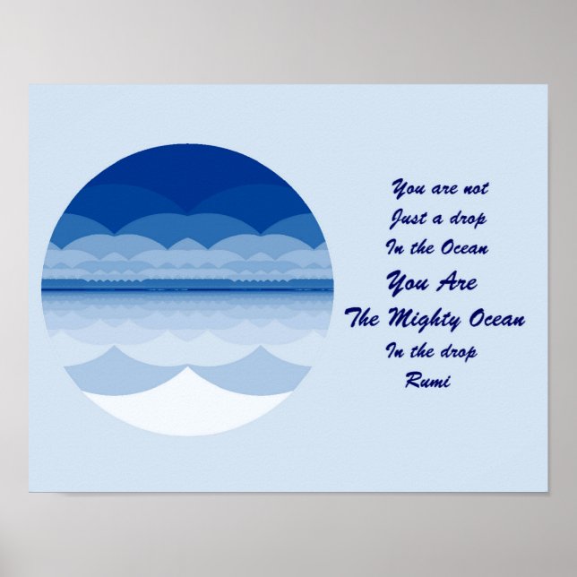 Rumi Quote Poster Art. Ocean Mandala Inspiration. (Framsidan)