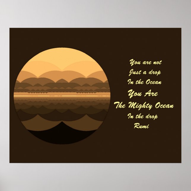 Rumi Quote Poster Art Ocean Mandala-inspiration (Framsidan)