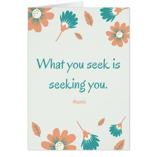 Rumi Seeking Quote Hälsningskort (Framsidan)