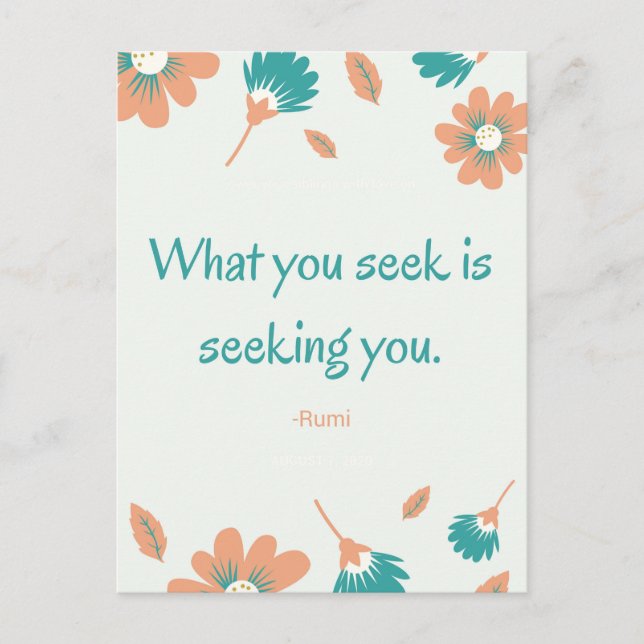 Rumi Seeking Quote Vykort (Framsida)