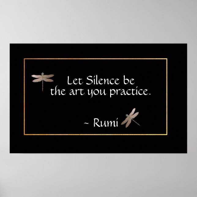 Rumi Silence Quote & Dragonfly Poster (Framsidan)