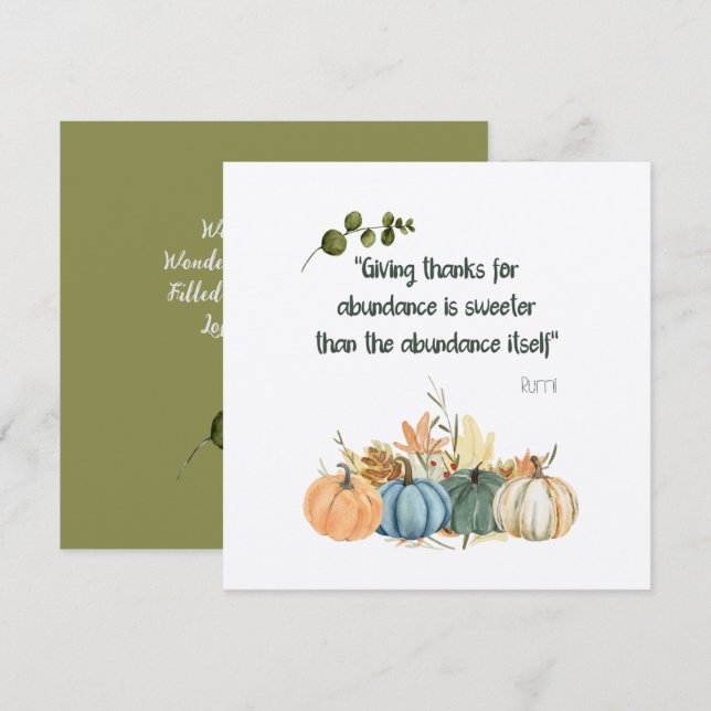 Rumi Thanksgiving Quote-Happy thanksgiving Invita Inbjudningar (Fram/baksida)