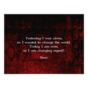 Rumi Wisdom-citat om ändring och hävdhet Fototryck