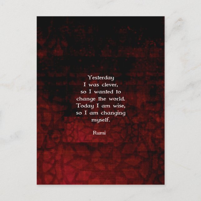 Rumi Wisdom-citat om ändring och hävdhet Vykort (Framsida)