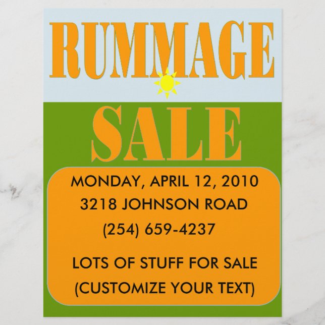 RUMMAGE SALE SIGN/FLYER REKLAMBLAD (Framsidan)