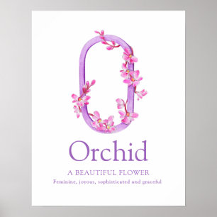 Rummet Monogram brev O orchid namn vattenfärgsbarn Poster