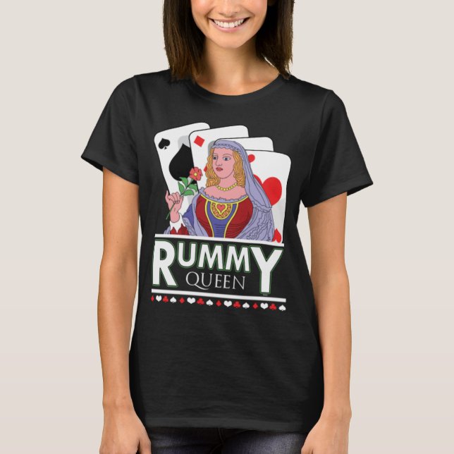 Rummy Queen Card Deck T Shirt (Framsida)