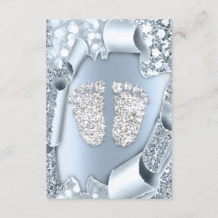 Rumpy Blue Baby Shower Feet Boy 3d Glitter Inbjudningar