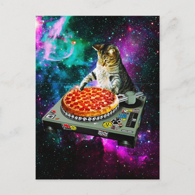 Rumsdj-kattpizza Vykort (Framsida)