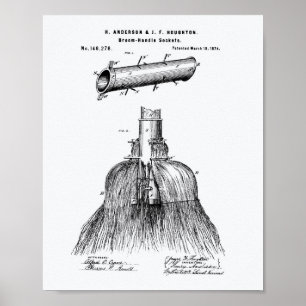 Rumshandtag 1874 Patent Art White Papper Poster