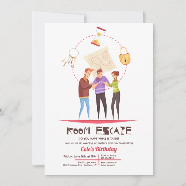 Rumsinbjudan för Escape Party Inbjudningar (Framsida)