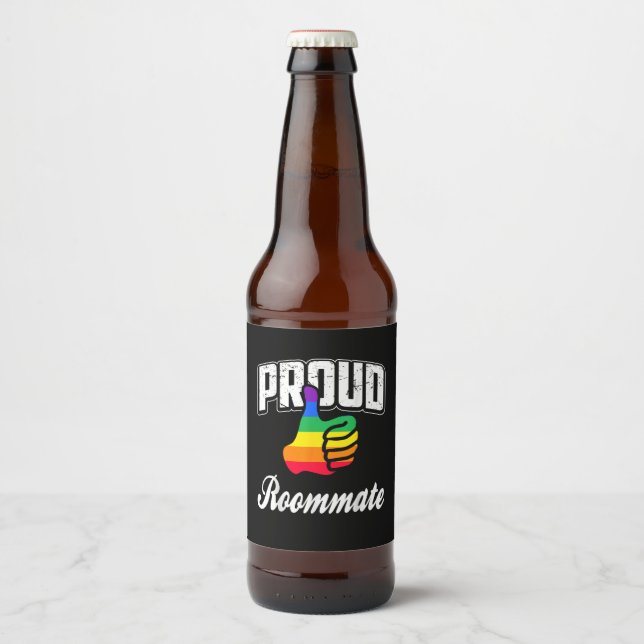 Rumskamrat Gay Pride Ölflaska Etikett (Framsida)
