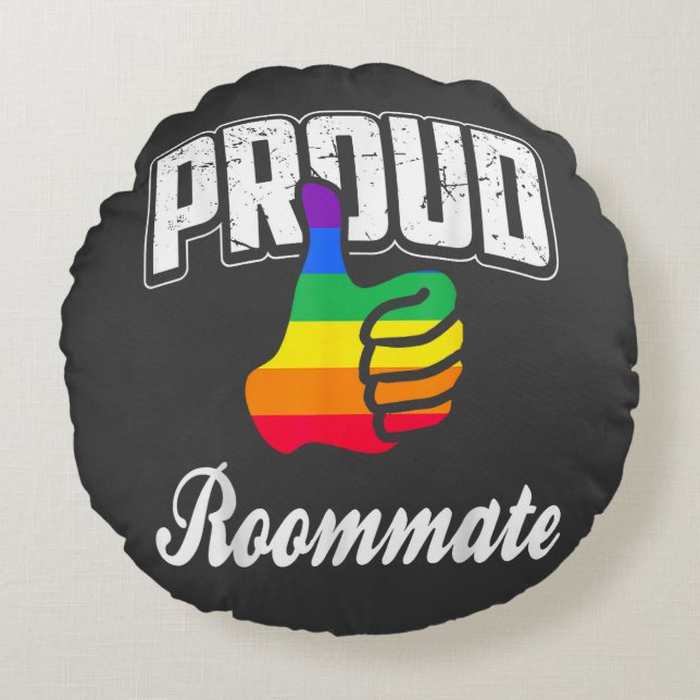 Rumskamrat Gay Pride Rund Kudde (Framsidan)