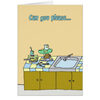 Rumskamraten behöver att hjälpa runt om huset hälsningskort