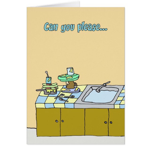 Rumskamraten behöver att hjälpa runt om huset hälsningskort (Framsidan)