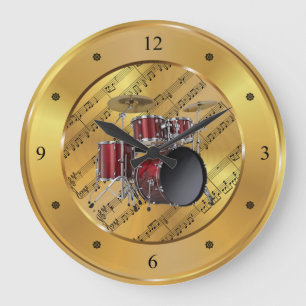 Rumsuppsättning ~ Lakan Music ~ Guld Background ~  Stor Klocka