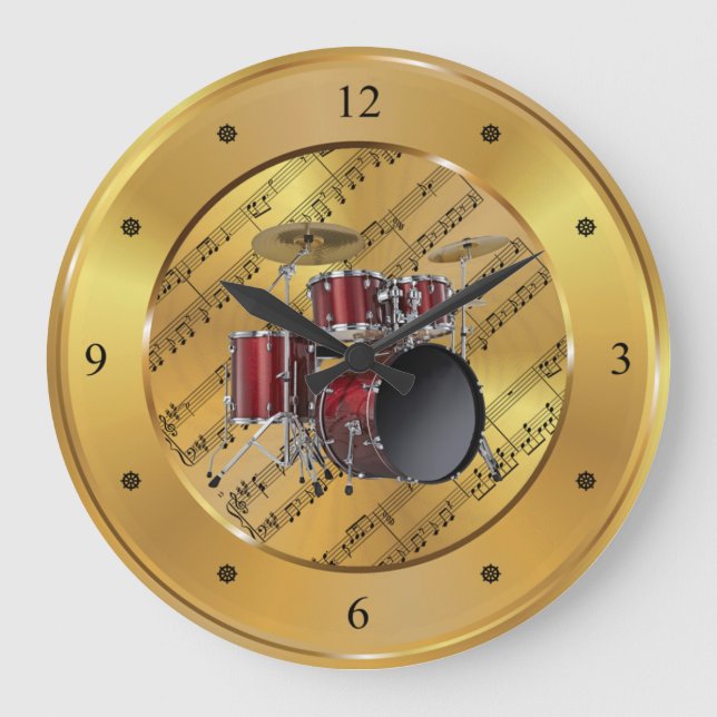 Rumsuppsättning ~ Lakan Music ~ Guld Background ~  Stor Klocka (Framsida)