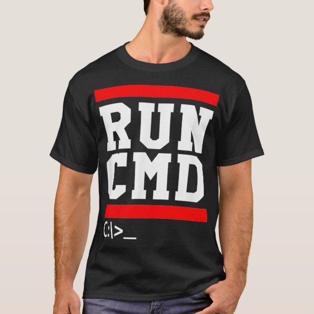 RUN CMD Console Command Prompt Sysadmin T Shirt (Framsida)