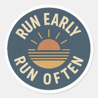 Run Early. Run Often. – Vintage Running Sticker Runt Klistermärke