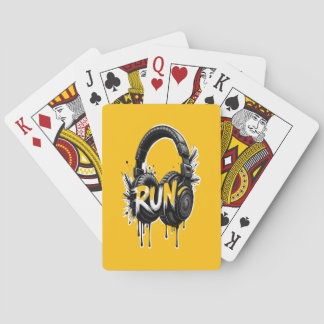 RUN Headphones Street Art Sticker Casinokort