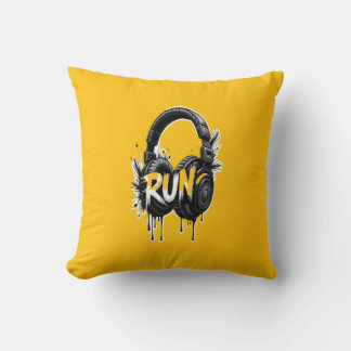RUN Headphones Street Art Sticker Kudde