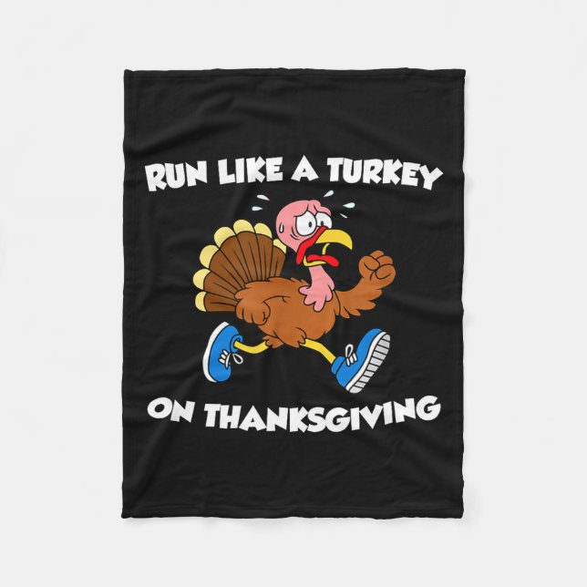 Run Like A Turkey On Thanksgiving Funny Trot  Fleecefilt (Framsidan)