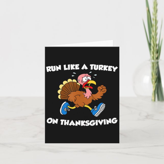 Run Like A Turkey On Thanksgiving Funny Trot  Kort (Framsida)