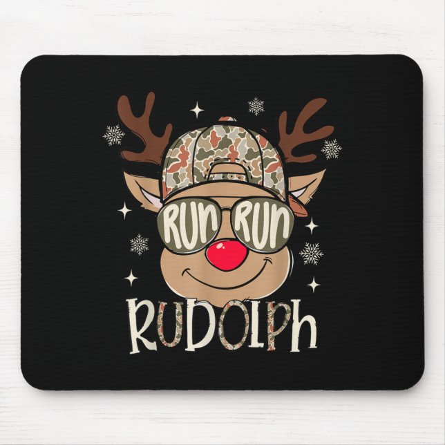 Run Rudolph Santa's Reindeer Christmas Camo Boys T Musmatta (Framsidan)