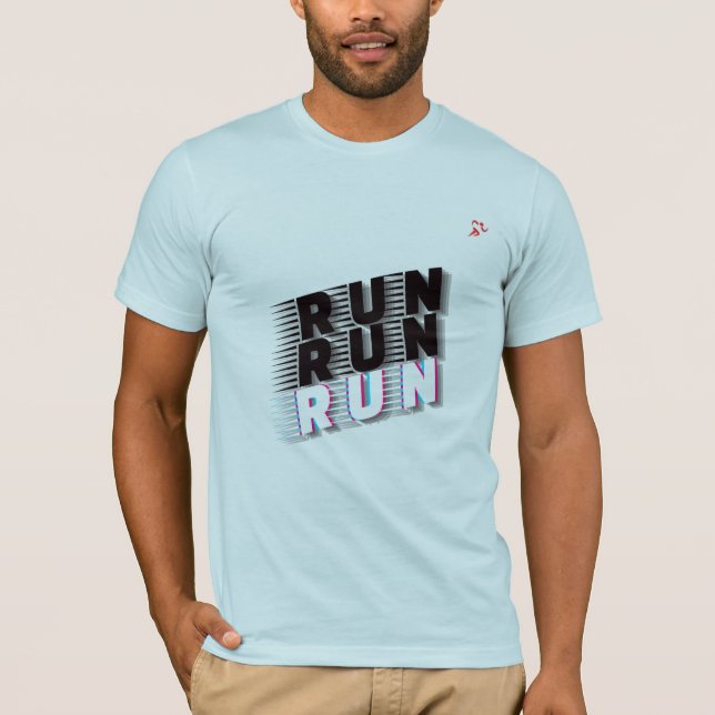 RUN RUN RUN Men’s Gym Motivation T-Shirt (Framsida)