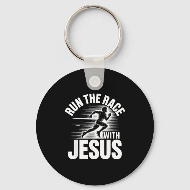 Run The Race With Jesus Motivational Quote  Nyckelring (Framsida)
