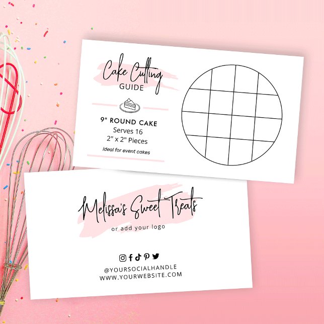 Rund 9-tums Cake Caking Diagram 2x2-serverguide Tilläggskort (9 inch round event cake cutting guide for 2x2 portions)