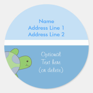 Rund Adressetiketter Sea Turtle Light & Mörk blått Runt Klistermärke