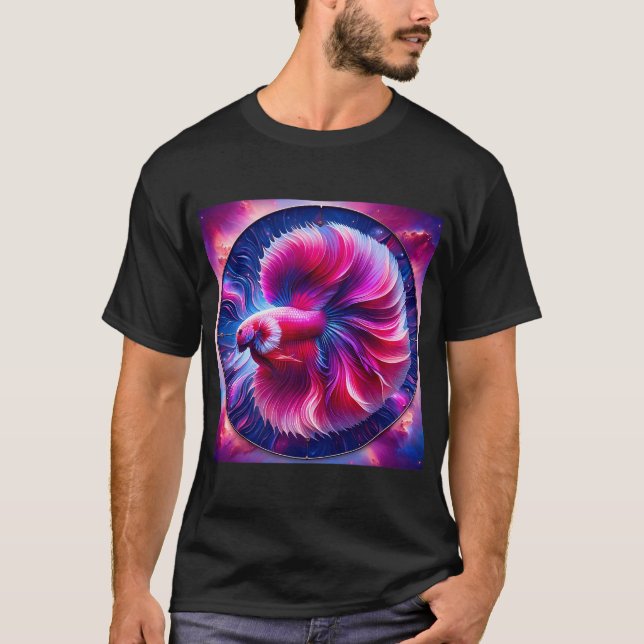 Rund Betta Fisk Design T Shirt (Framsida)