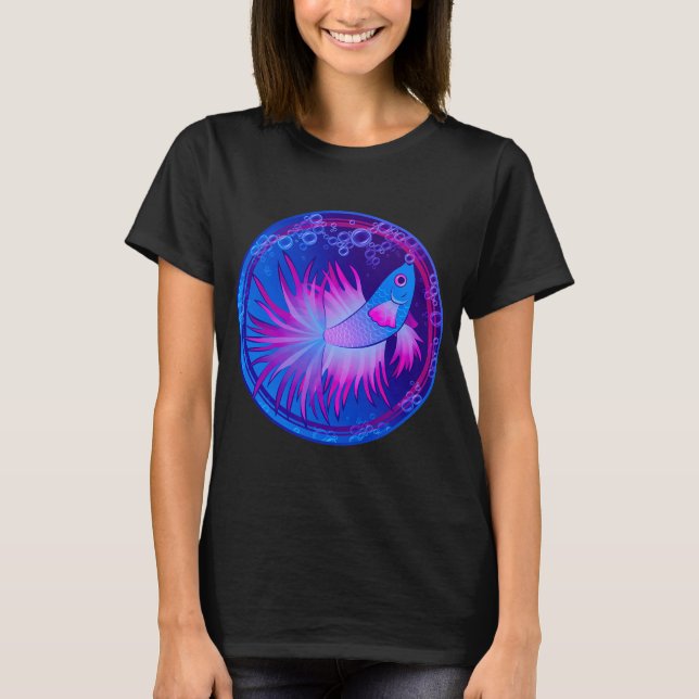 Rund blå betta bubbla t shirt (Framsida)