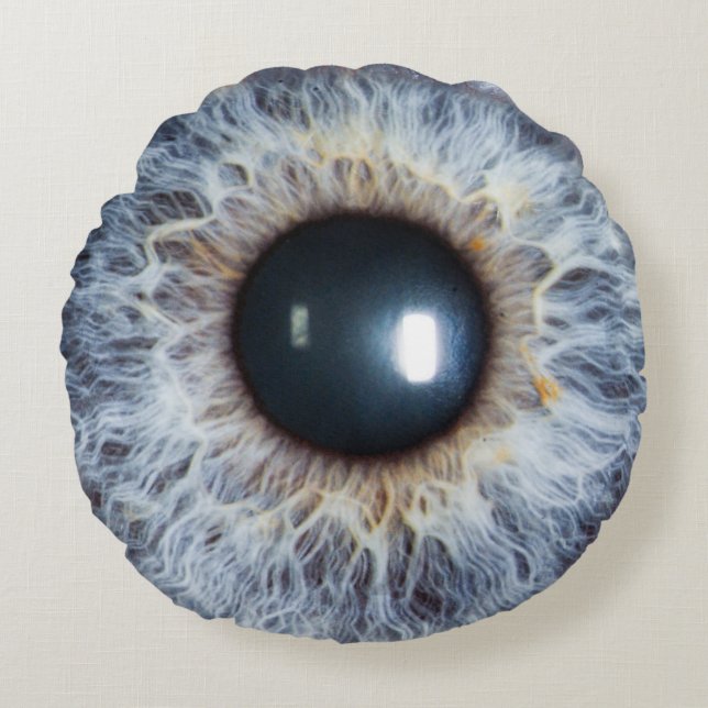 Rund blå och grumlig iris-kudde kudde (Framsidan)