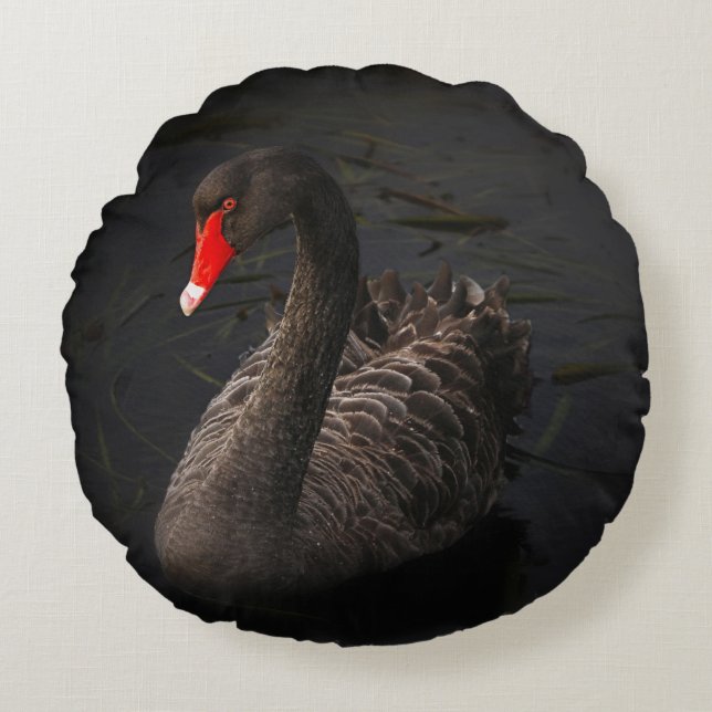 Rund Black Svan Pillow Kudde (Framsidan)