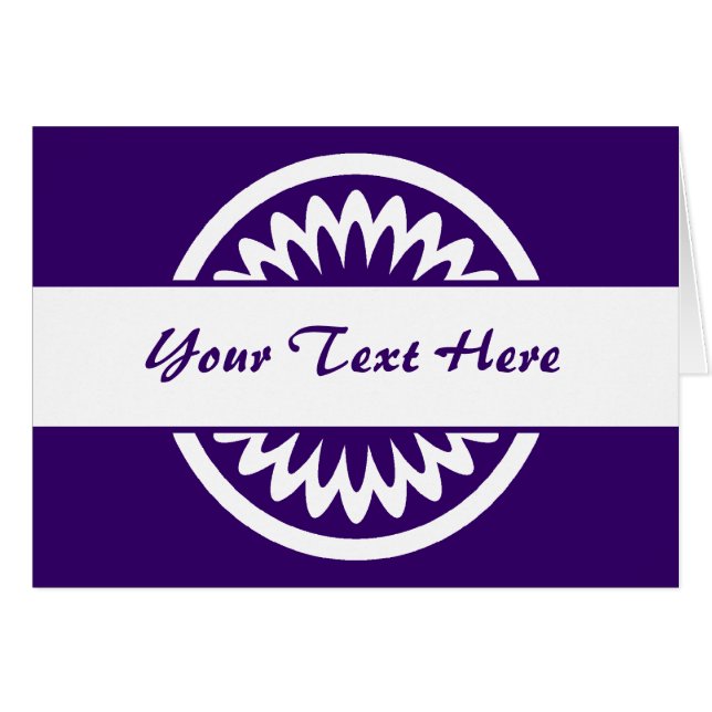 Rund blomma - djup Lila Hälsningskort (Framsidan Horizontal)