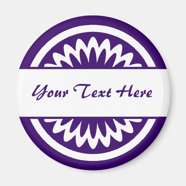 Rund blomma - djup Lila Magnet (Framsidan)