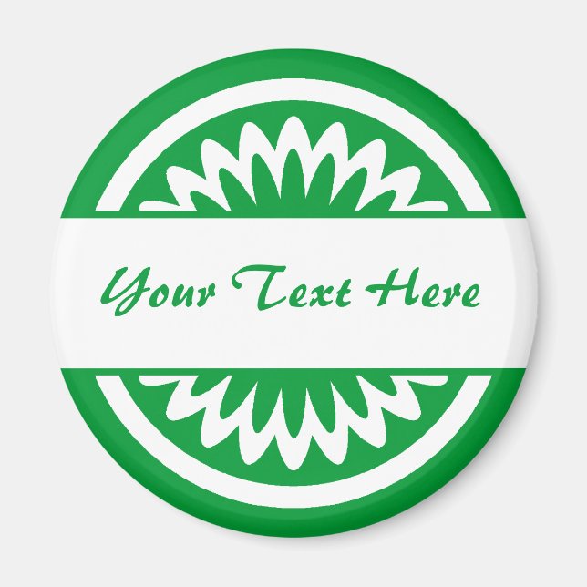 Rund blomma - Grönt av gräs Magnet (Framsidan)