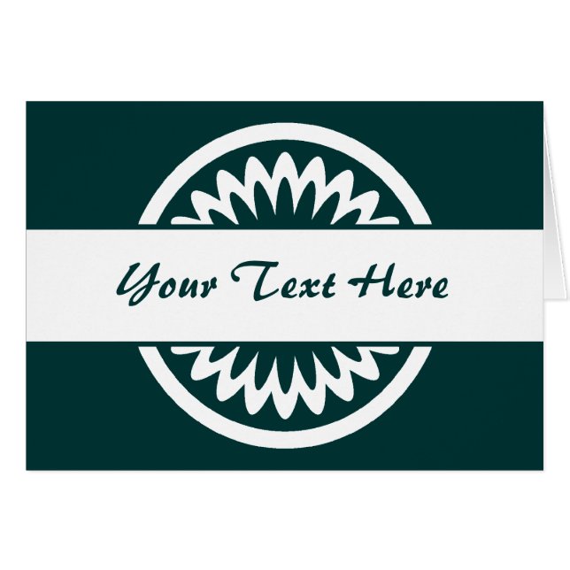 Rund blomma - Mörk grönt Hälsningskort (Framsidan Horizontal)