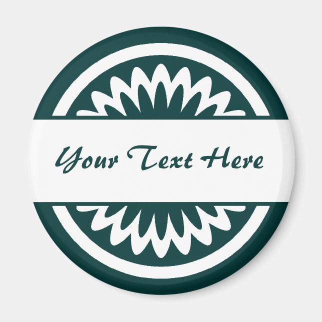 Rund blomma - Mörk grönt Magnet (Framsidan)