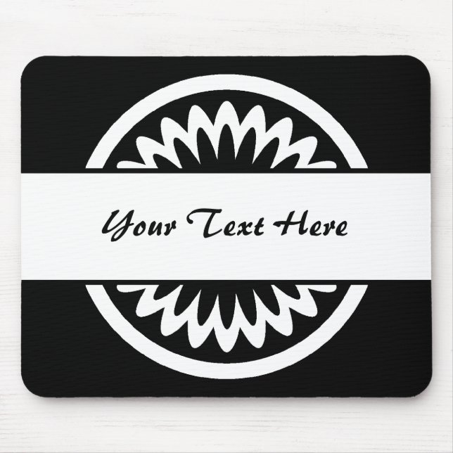 Rund blomma - svart musmatta (Framsidan)