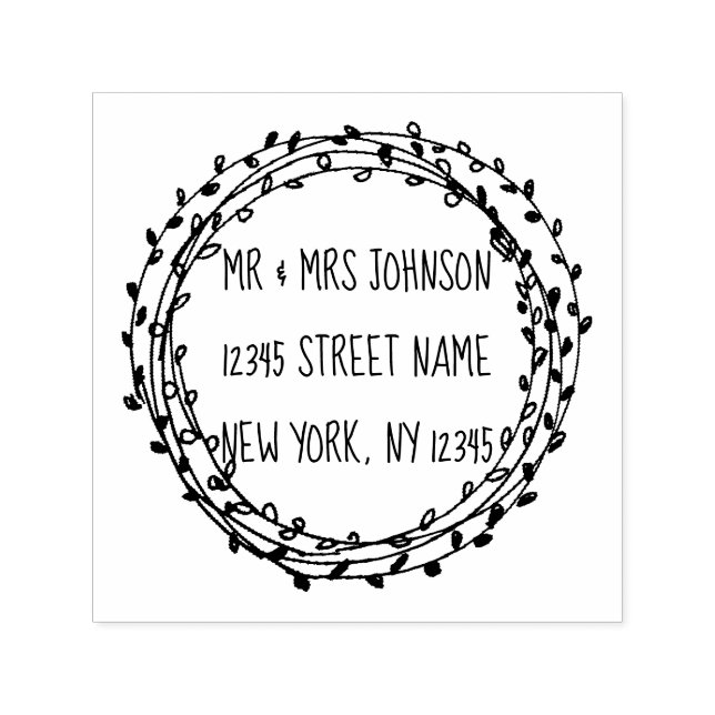 Rund blommigt lagerhavandeanpassningsbar grenar självfärgande stämpel (Design)