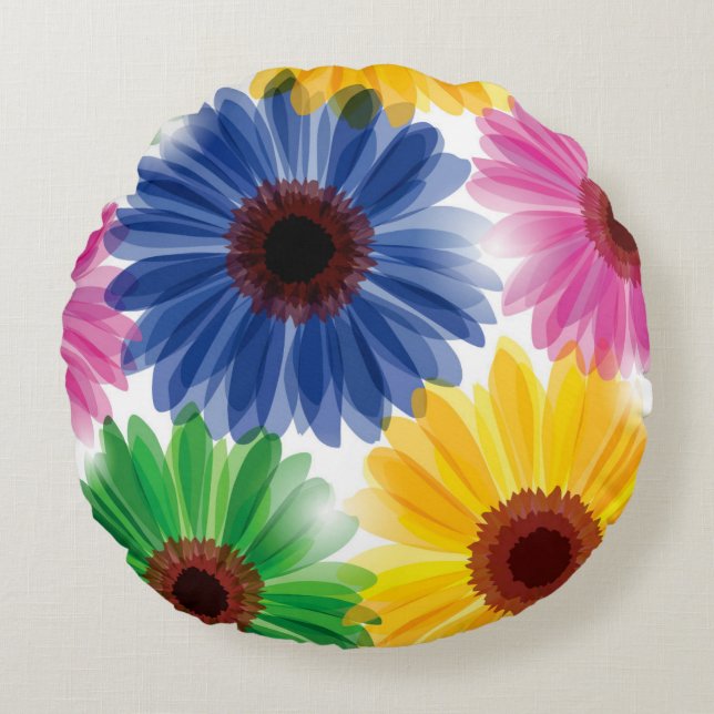 Rund blomsterkudde kudde (Framsidan)