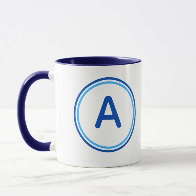Rund bokstavsalfabet Blå cirkeldesign Mugg (Vänster)