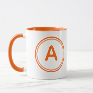 Rund bokstavsalfabet Orange cirkeldesign Mugg